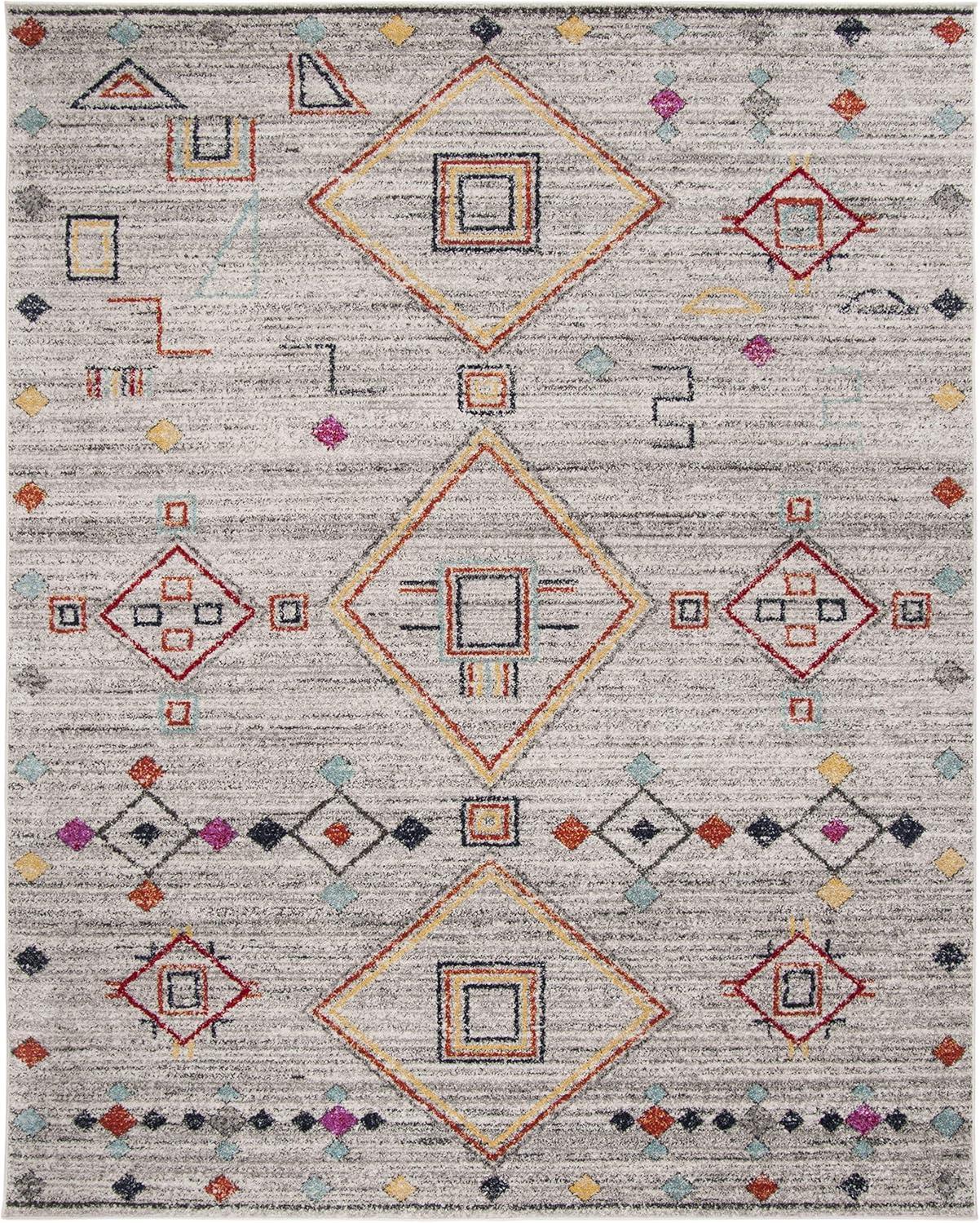 image:imageSAFAVIEH Area Rug 8x10 Adirondack Collection Large Navy amp Silver Moroccan Boho Tribal Design NonShedding amp Easy Cleaning Ideal for Living Room Bedroom Office Dining Space ADR208NLight GreyRed