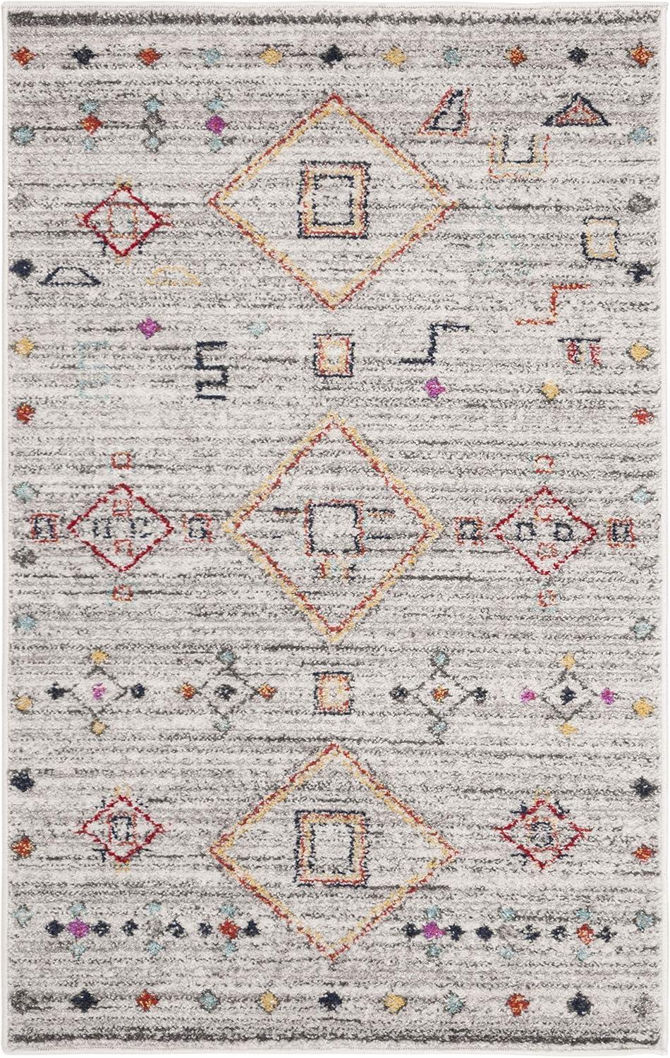 image:imageSAFAVIEH Area Rug 8x10 Adirondack Collection Large Navy amp Silver Moroccan Boho Tribal Design NonShedding amp Easy Cleaning Ideal for Living Room Bedroom Office Dining Space ADR208NLight GreyRed
