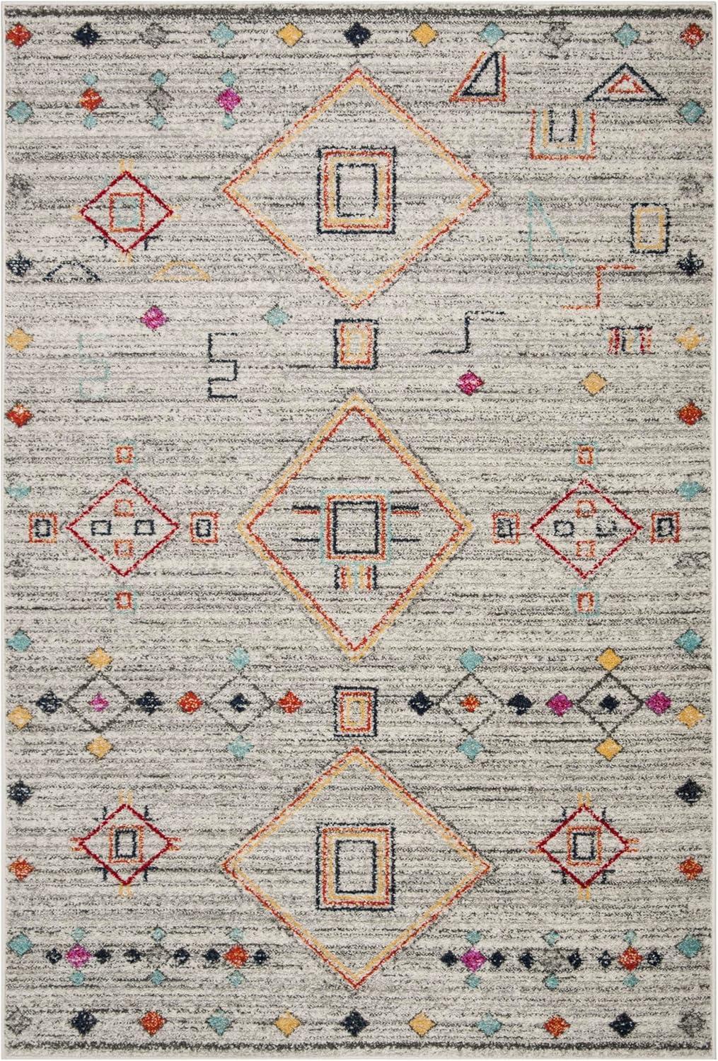 image:imageSAFAVIEH Area Rug 8x10 Adirondack Collection Large Navy amp Silver Moroccan Boho Tribal Design NonShedding amp Easy Cleaning Ideal for Living Room Bedroom Office Dining Space ADR208NLight GreyRed