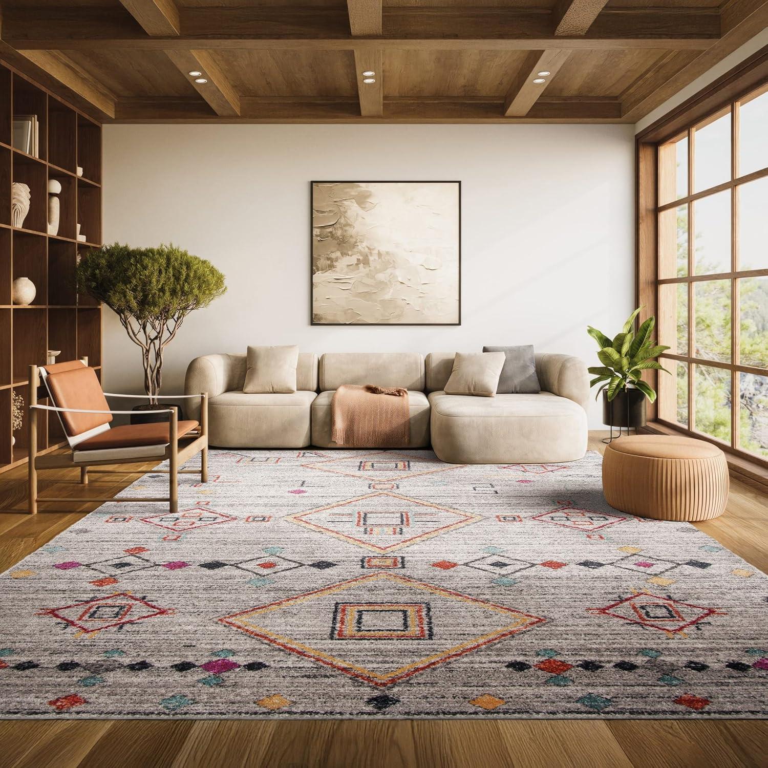 image:imageSAFAVIEH Area Rug 8x10 Adirondack Collection Large Navy amp Silver Moroccan Boho Tribal Design NonShedding amp Easy Cleaning Ideal for Living Room Bedroom Office Dining Space ADR208NLight GreyRed