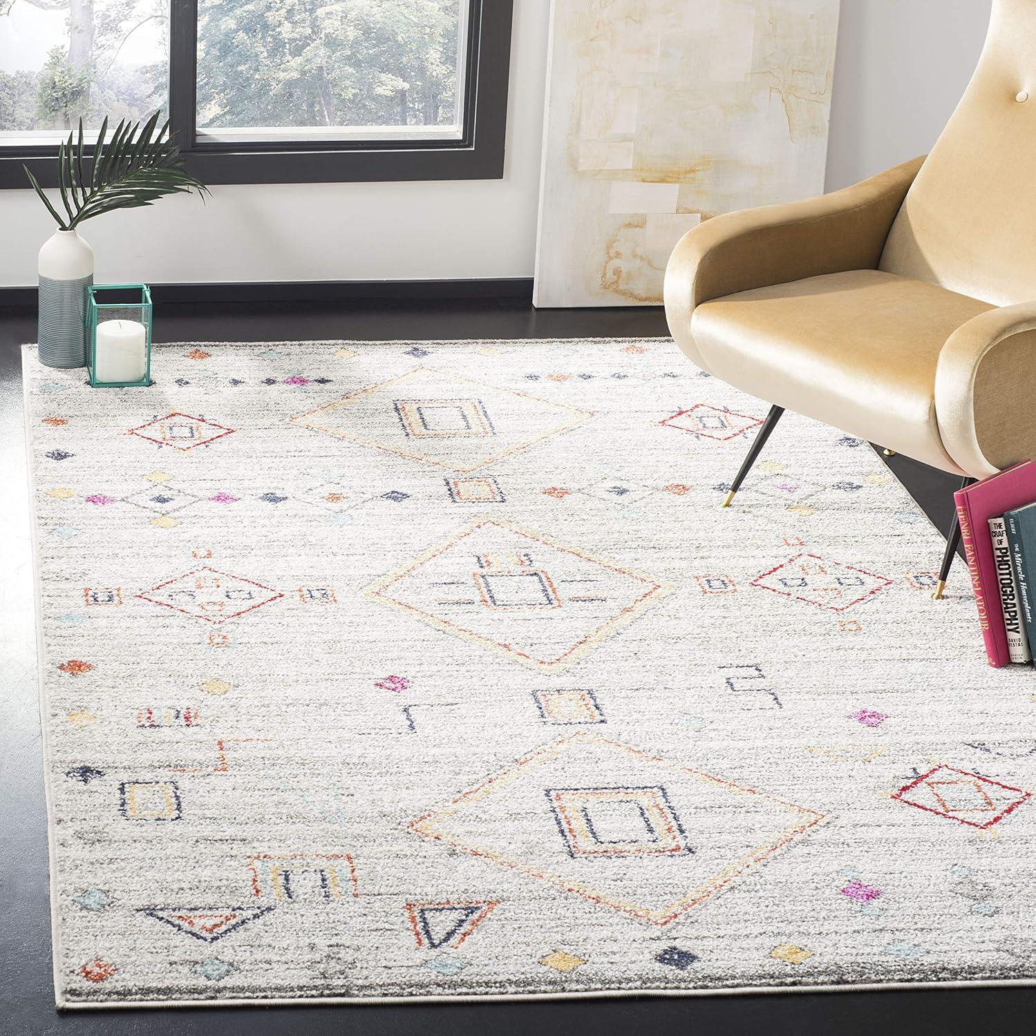 image:imageSAFAVIEH Area Rug 8x10 Adirondack Collection Large Navy amp Silver Moroccan Boho Tribal Design NonShedding amp Easy Cleaning Ideal for Living Room Bedroom Office Dining Space ADR208NLight GreyRed