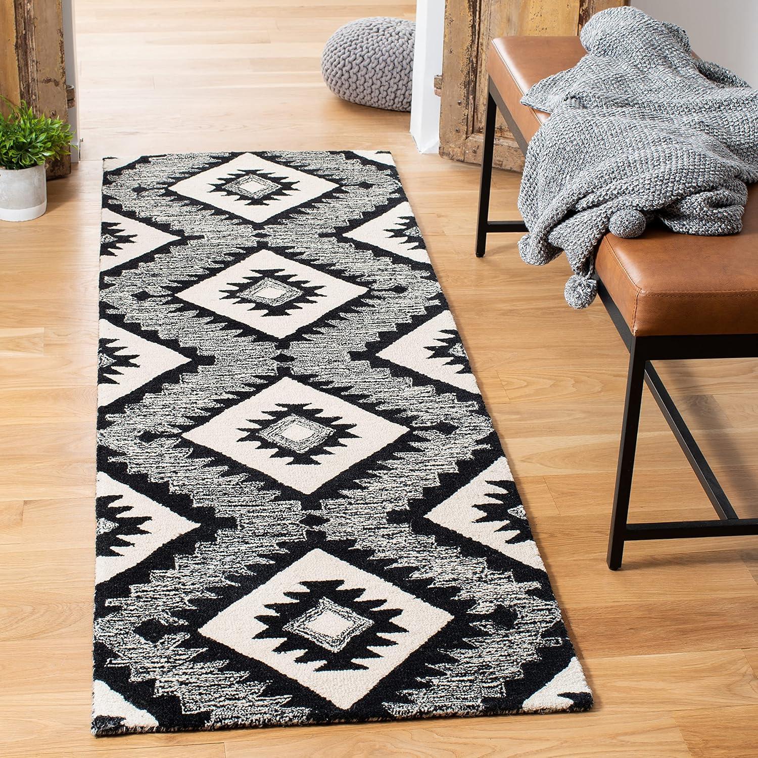image:imageSAFAVIEH Area Rug 8x10 Aspen Collection Large Charcoal amp Black Handmade Wool Ideal for Living Room Bedroom Office Dining Space APN813ZCharcoalBlack