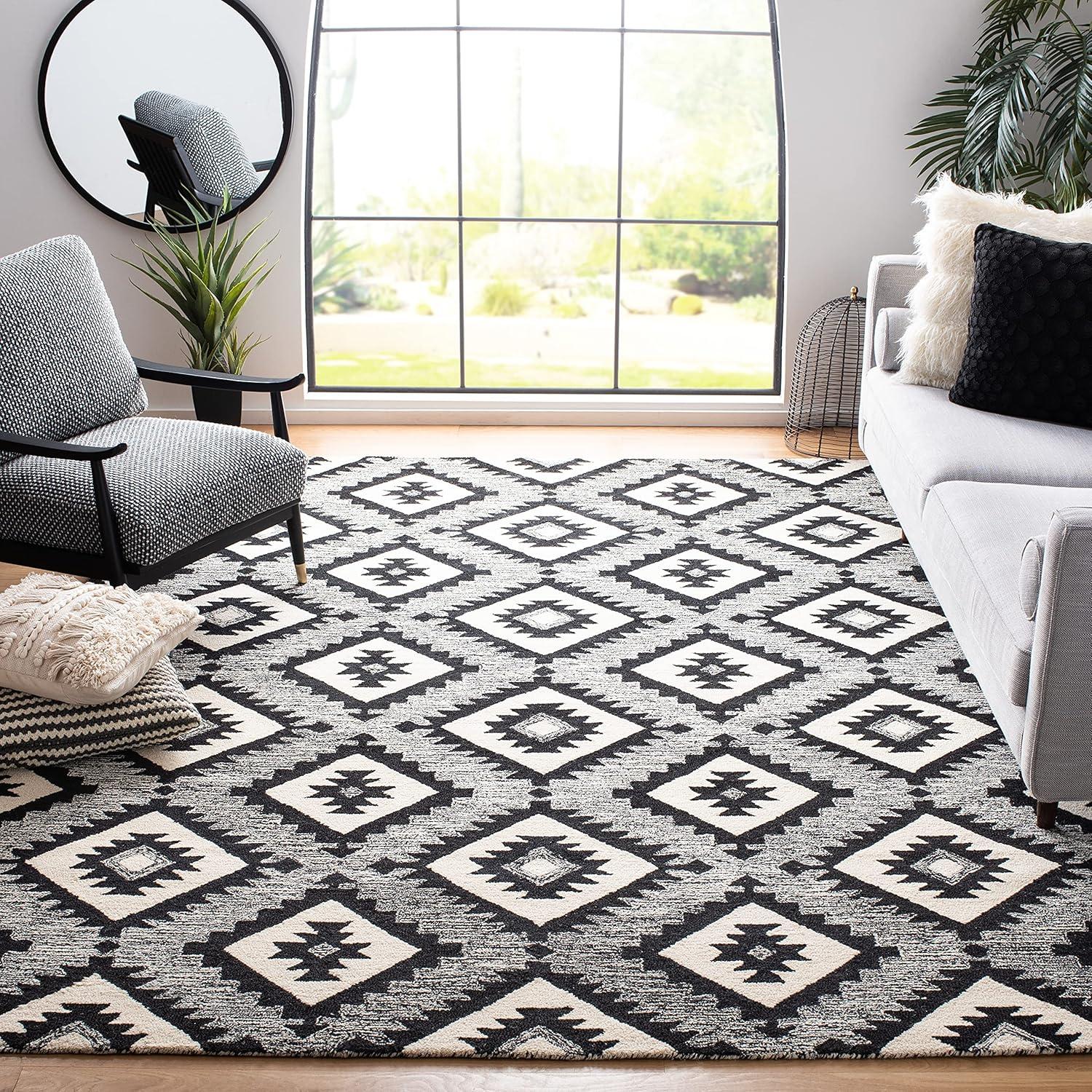 image:imageSAFAVIEH Area Rug 8x10 Aspen Collection Large Charcoal amp Black Handmade Wool Ideal for Living Room Bedroom Office Dining Space APN813ZCharcoalBlack