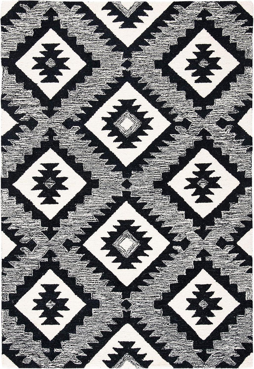 image:imageSAFAVIEH Area Rug 8x10 Aspen Collection Large Charcoal amp Black Handmade Wool Ideal for Living Room Bedroom Office Dining Space APN813ZCharcoalBlack
