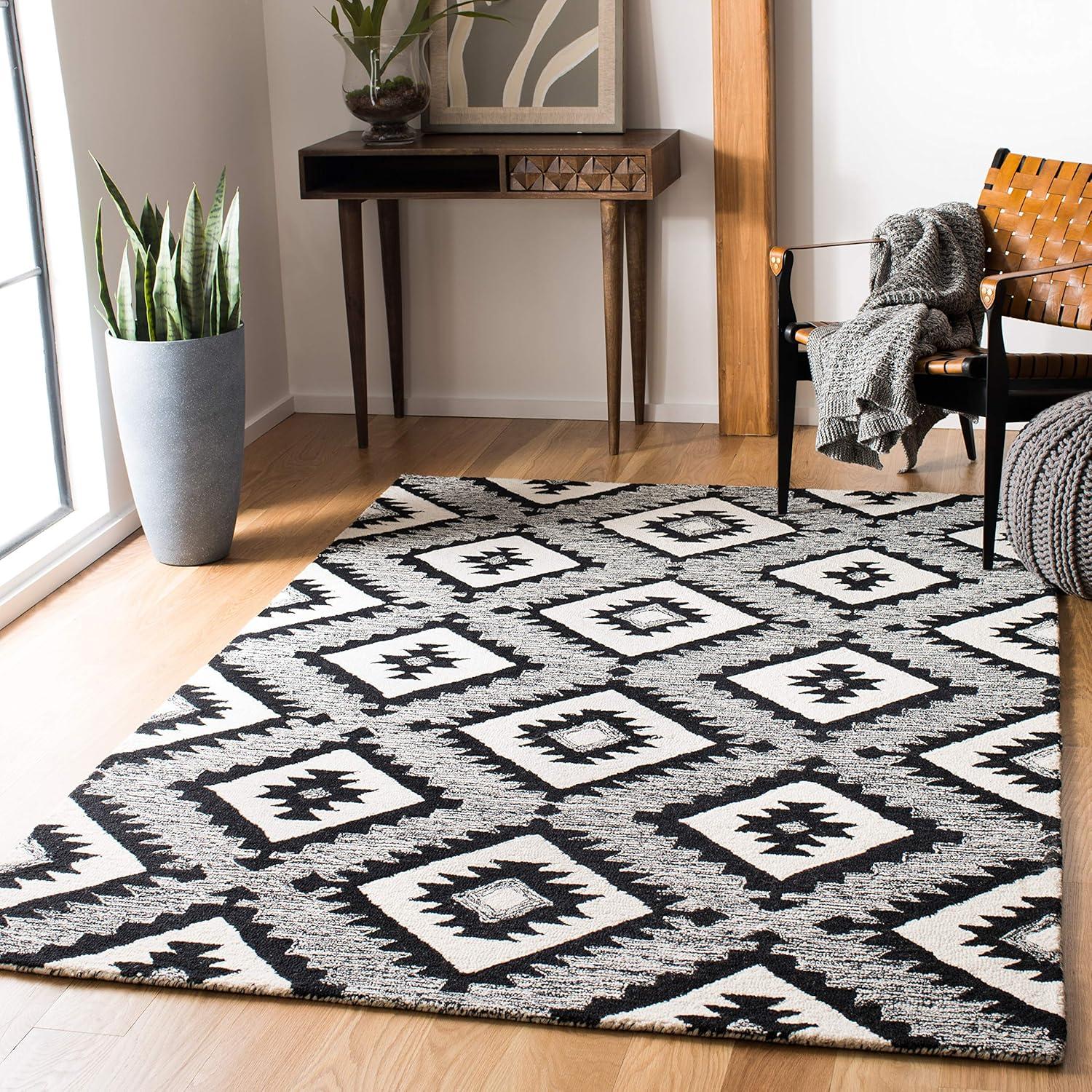 image:imageSAFAVIEH Area Rug 8x10 Aspen Collection Large Charcoal amp Black Handmade Wool Ideal for Living Room Bedroom Office Dining Space APN813ZCharcoalBlack