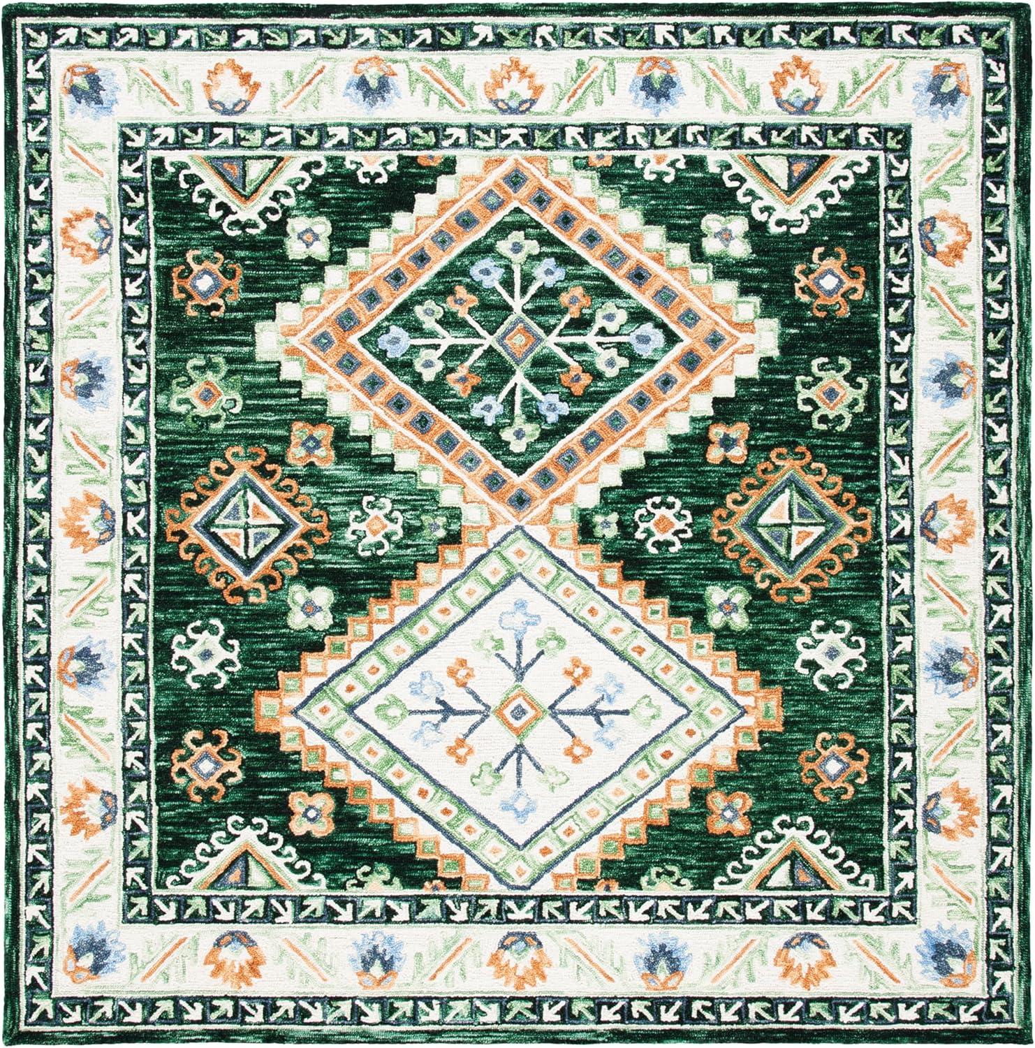 image:imageSAFAVIEH Area Rug 8x10 Aspen Collection Large Ivory amp Multi Handmade Wool Moroccan Boho Tribal Design Ideal for Living Room Bedroom Office Dining Space APN706AGreenIvory