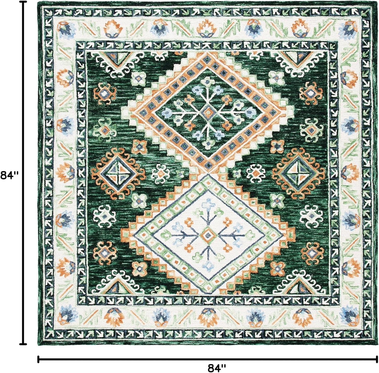 image:imageSAFAVIEH Area Rug 8x10 Aspen Collection Large Ivory amp Multi Handmade Wool Moroccan Boho Tribal Design Ideal for Living Room Bedroom Office Dining Space APN706AGreenIvory