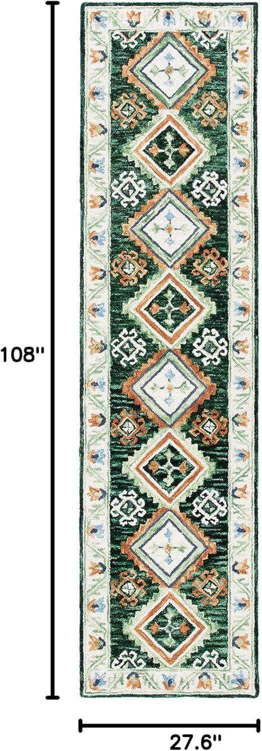 image:imageSAFAVIEH Area Rug 8x10 Aspen Collection Large Ivory amp Multi Handmade Wool Moroccan Boho Tribal Design Ideal for Living Room Bedroom Office Dining Space APN706AGreenIvory