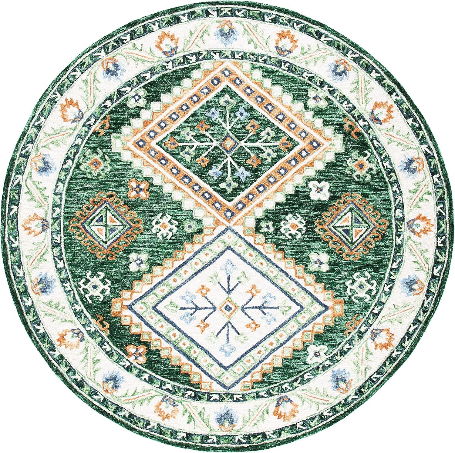 image:imageSAFAVIEH Area Rug 8x10 Aspen Collection Large Ivory amp Multi Handmade Wool Moroccan Boho Tribal Design Ideal for Living Room Bedroom Office Dining Space APN706AGreenIvory