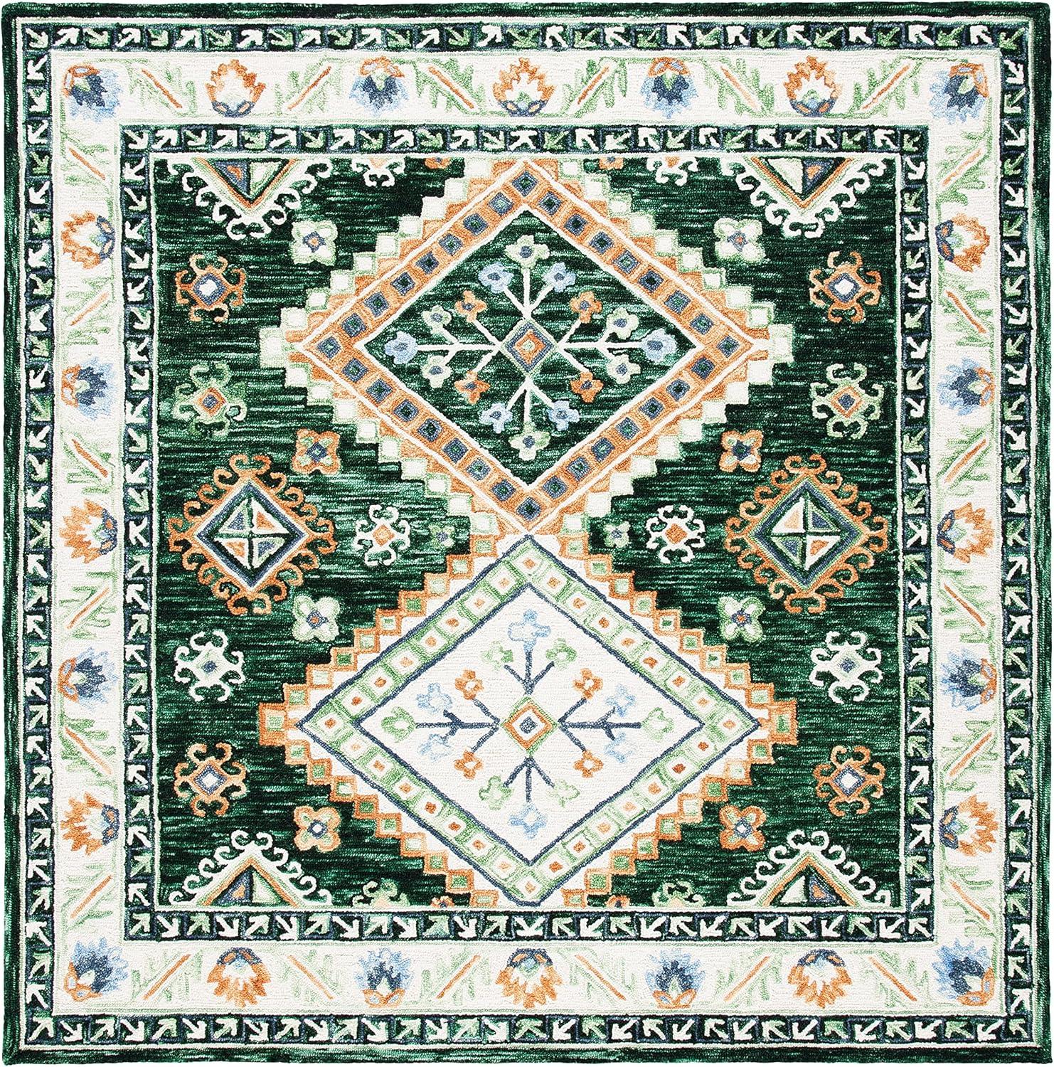 image:imageSAFAVIEH Area Rug 8x10 Aspen Collection Large Ivory amp Multi Handmade Wool Moroccan Boho Tribal Design Ideal for Living Room Bedroom Office Dining Space APN706AGreenIvory