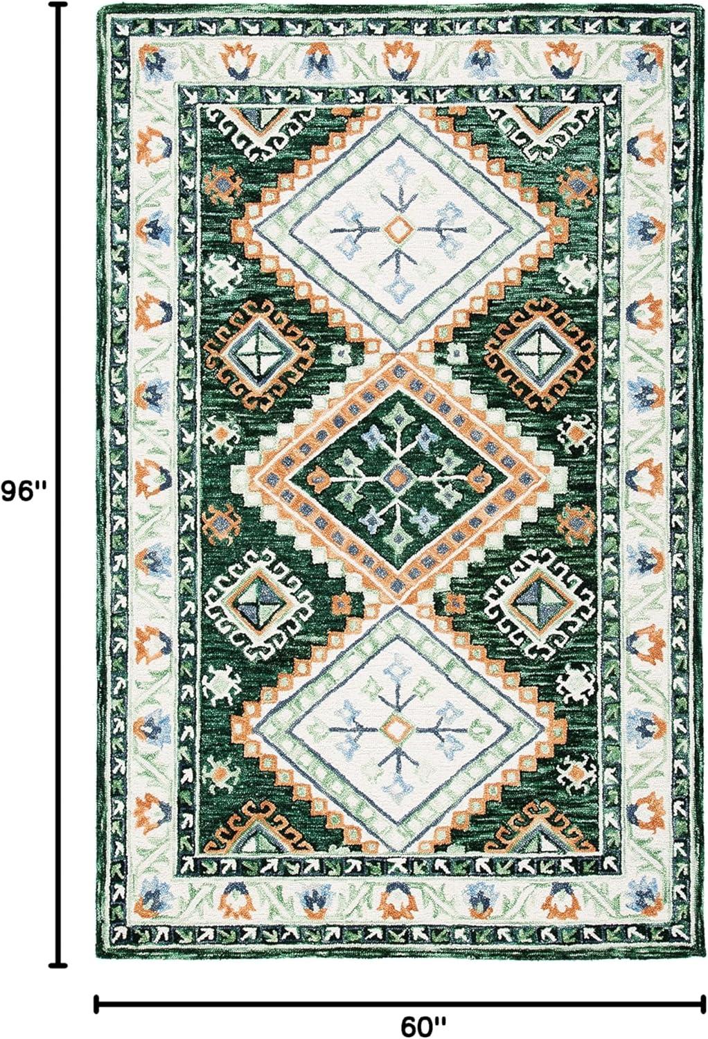 image:imageSAFAVIEH Area Rug 8x10 Aspen Collection Large Ivory amp Multi Handmade Wool Moroccan Boho Tribal Design Ideal for Living Room Bedroom Office Dining Space APN706AGreenIvory