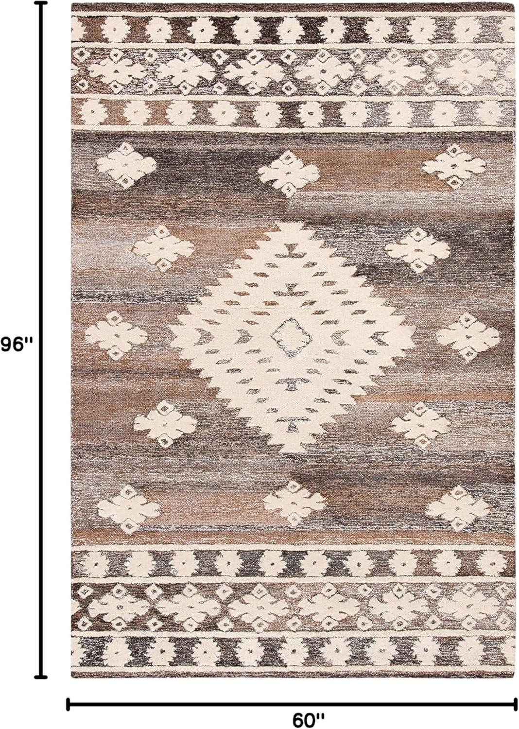 image:imageSAFAVIEH Area Rug 8x10 Aspen Collection Large Rust amp Ivory Handmade Wool Moroccan Boho Tribal Design Ideal for Living Room Bedroom Office Dining Space APN550PIvoryLight Brown
