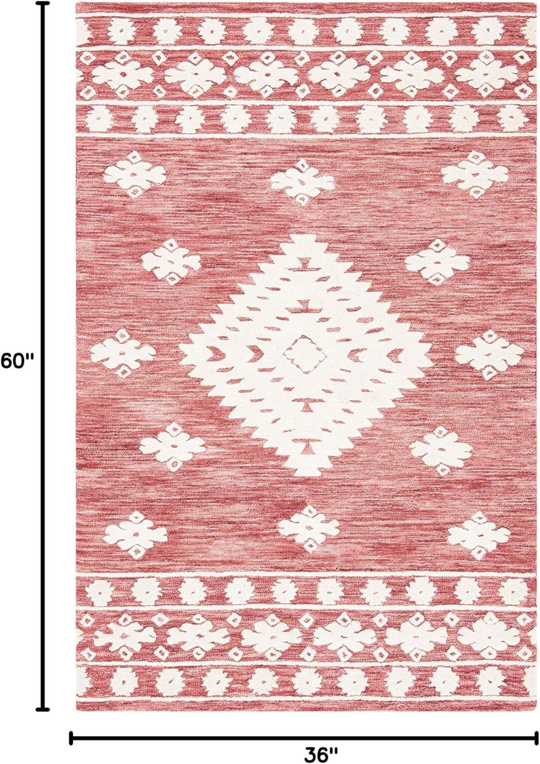 image:imageSAFAVIEH Area Rug 8x10 Aspen Collection Large Rust amp Ivory Handmade Wool Moroccan Boho Tribal Design Ideal for Living Room Bedroom Office Dining Space APN550PRustIvory