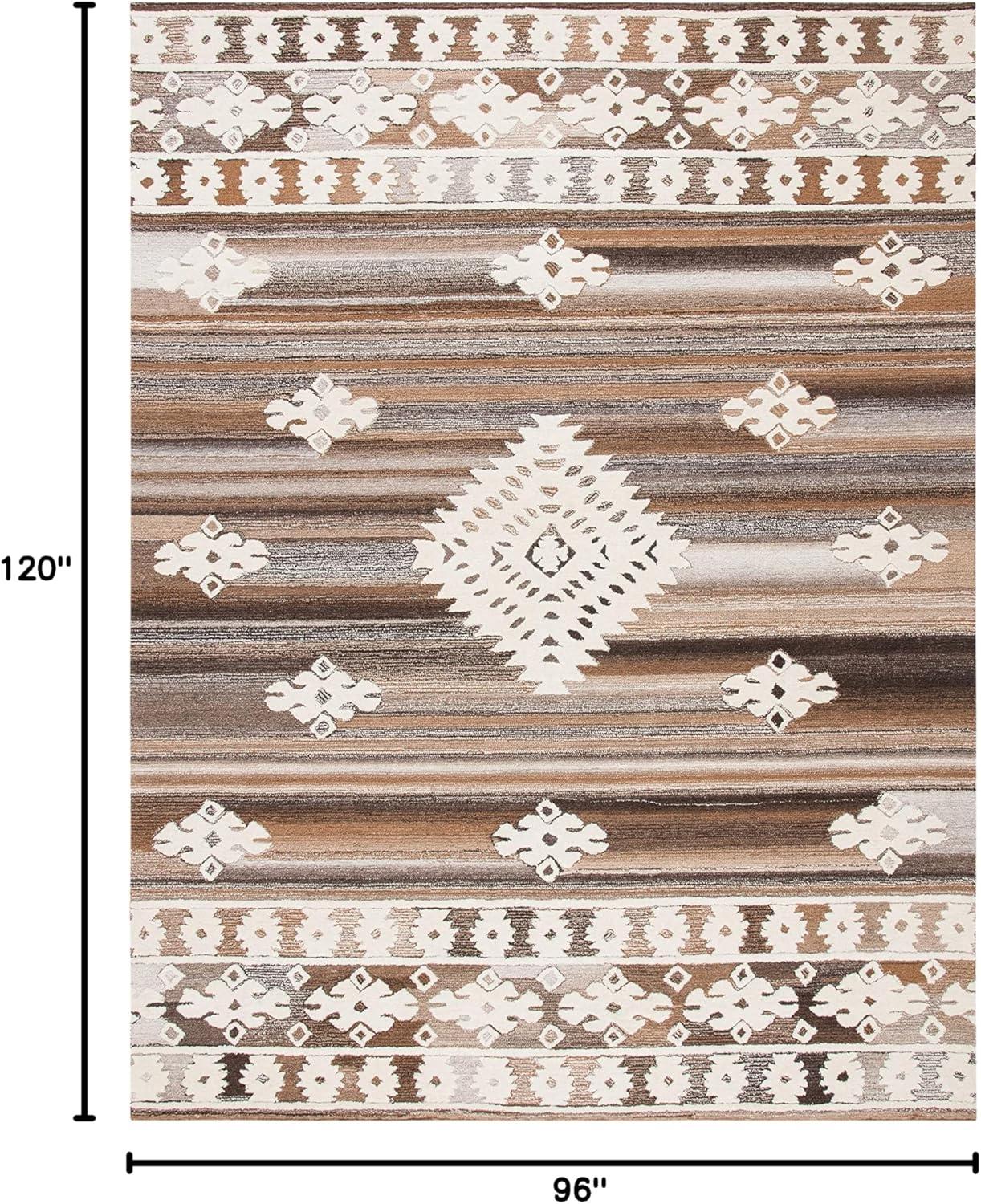 image:imageSAFAVIEH Area Rug 8x10 Aspen Collection Large Rust amp Ivory Handmade Wool Moroccan Boho Tribal Design Ideal for Living Room Bedroom Office Dining Space APN550PIvoryLight Brown