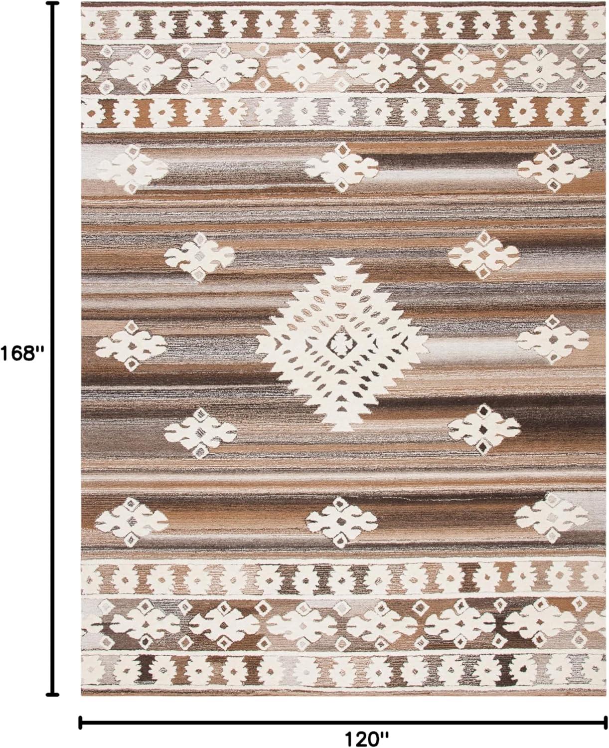 image:imageSAFAVIEH Area Rug 8x10 Aspen Collection Large Rust amp Ivory Handmade Wool Moroccan Boho Tribal Design Ideal for Living Room Bedroom Office Dining Space APN550PIvoryLight Brown