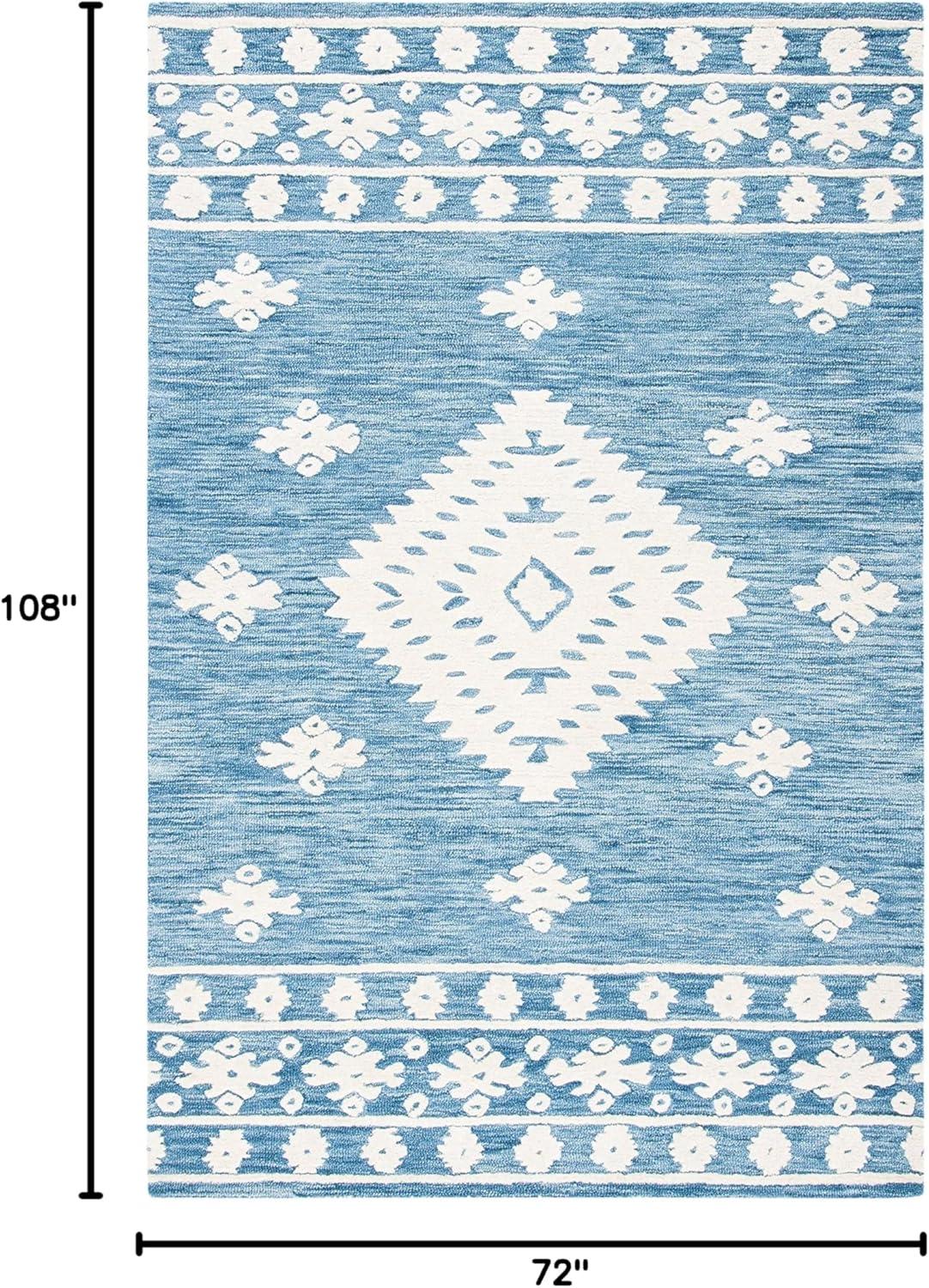 image:imageSAFAVIEH Area Rug 8x10 Aspen Collection Large Rust amp Ivory Handmade Wool Moroccan Boho Tribal Design Ideal for Living Room Bedroom Office Dining Space APN550PBlueIvory