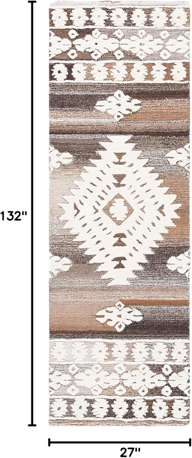 image:imageSAFAVIEH Area Rug 8x10 Aspen Collection Large Rust amp Ivory Handmade Wool Moroccan Boho Tribal Design Ideal for Living Room Bedroom Office Dining Space APN550PIvoryLight Brown