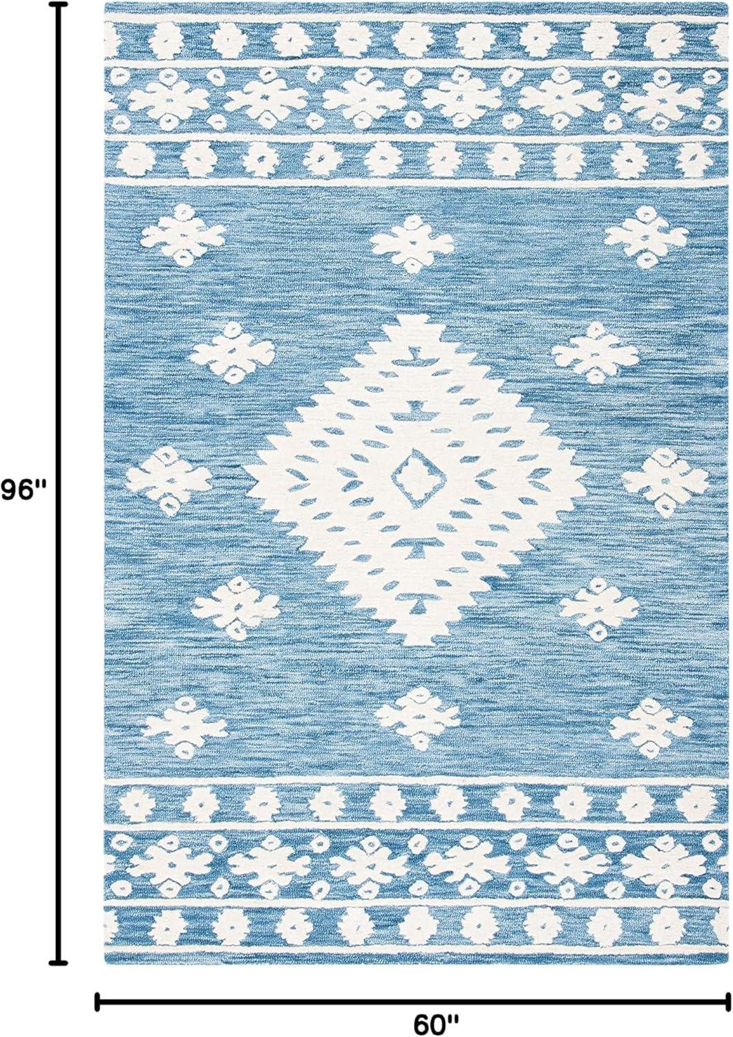 image:imageSAFAVIEH Area Rug 8x10 Aspen Collection Large Rust amp Ivory Handmade Wool Moroccan Boho Tribal Design Ideal for Living Room Bedroom Office Dining Space APN550PBlueIvory