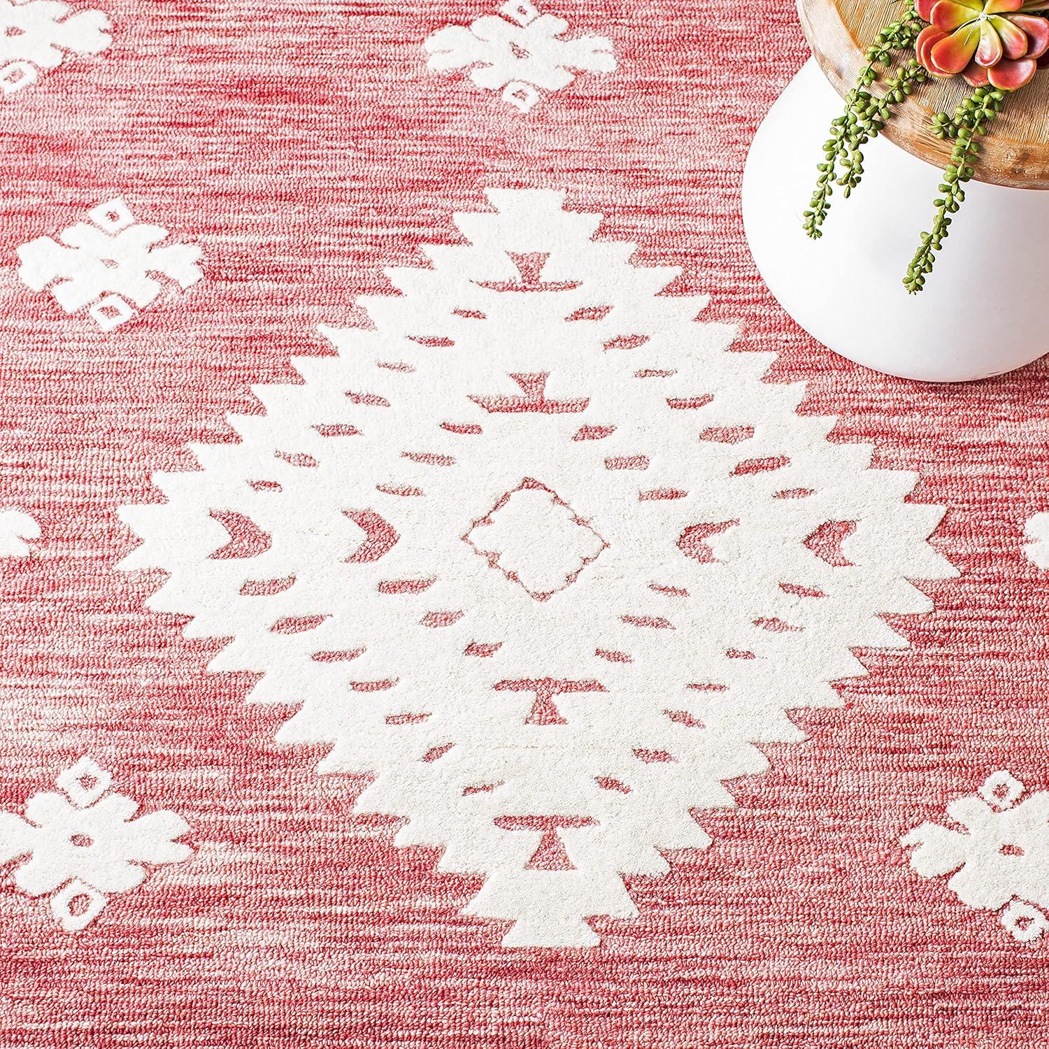 image:imageSAFAVIEH Area Rug 8x10 Aspen Collection Large Rust amp Ivory Handmade Wool Moroccan Boho Tribal Design Ideal for Living Room Bedroom Office Dining Space APN550PRustIvory