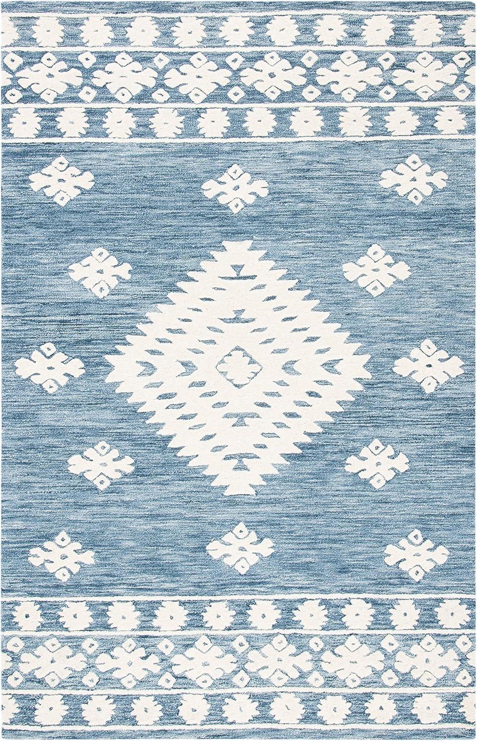 image:imageSAFAVIEH Area Rug 8x10 Aspen Collection Large Rust amp Ivory Handmade Wool Moroccan Boho Tribal Design Ideal for Living Room Bedroom Office Dining Space APN550PNavyIvory