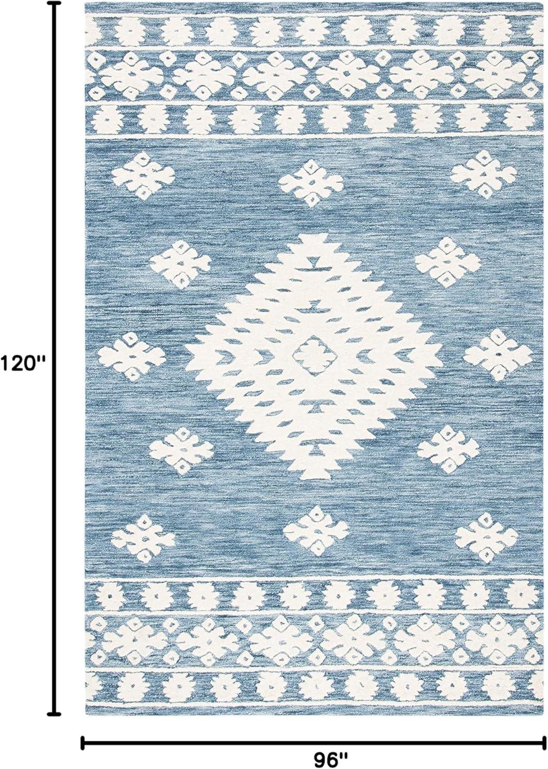 image:imageSAFAVIEH Area Rug 8x10 Aspen Collection Large Rust amp Ivory Handmade Wool Moroccan Boho Tribal Design Ideal for Living Room Bedroom Office Dining Space APN550PNavyIvory