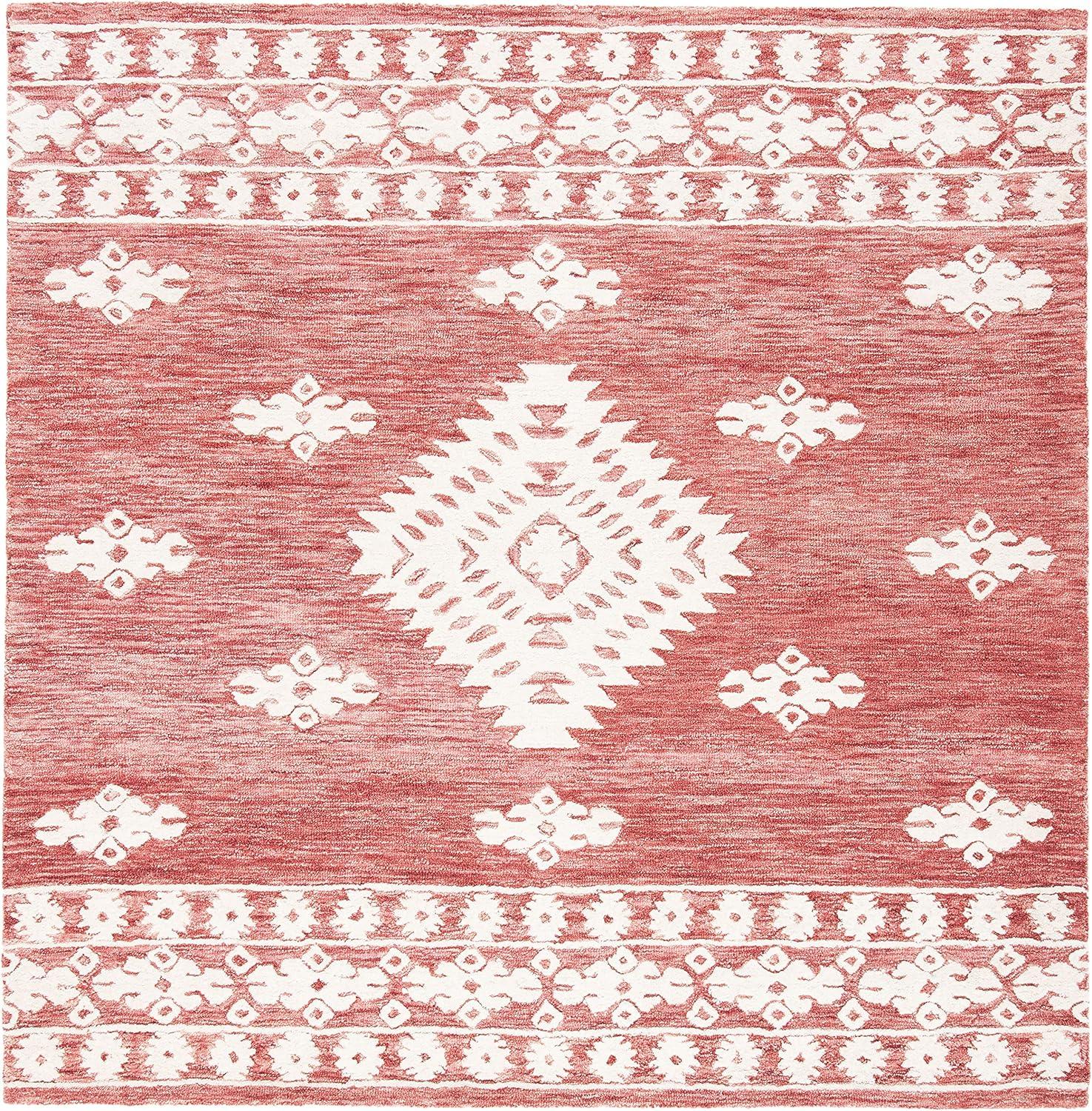 image:imageSAFAVIEH Area Rug 8x10 Aspen Collection Large Rust amp Ivory Handmade Wool Moroccan Boho Tribal Design Ideal for Living Room Bedroom Office Dining Space APN550PRustIvory