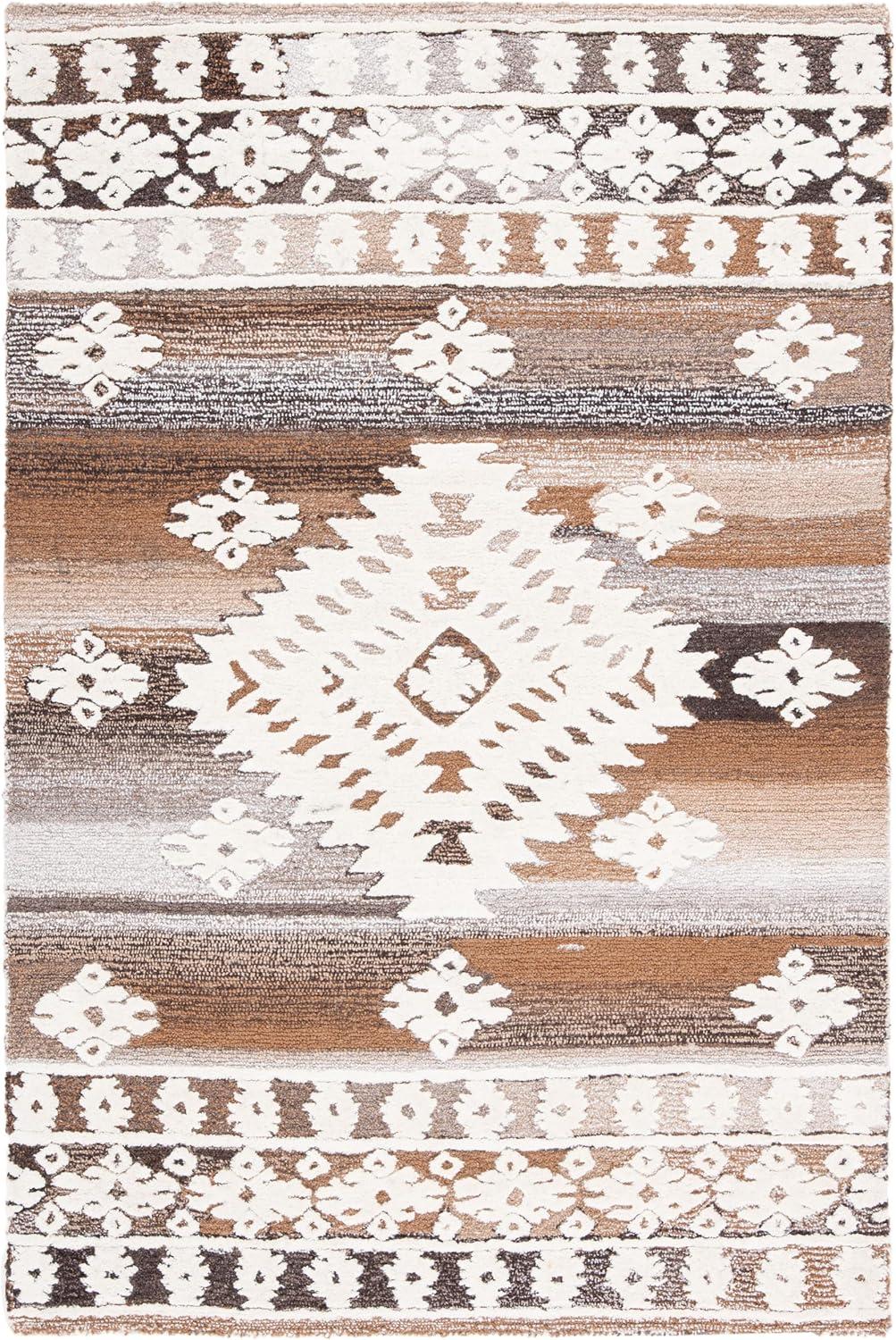 image:imageSAFAVIEH Area Rug 8x10 Aspen Collection Large Rust amp Ivory Handmade Wool Moroccan Boho Tribal Design Ideal for Living Room Bedroom Office Dining Space APN550PIvoryLight Brown