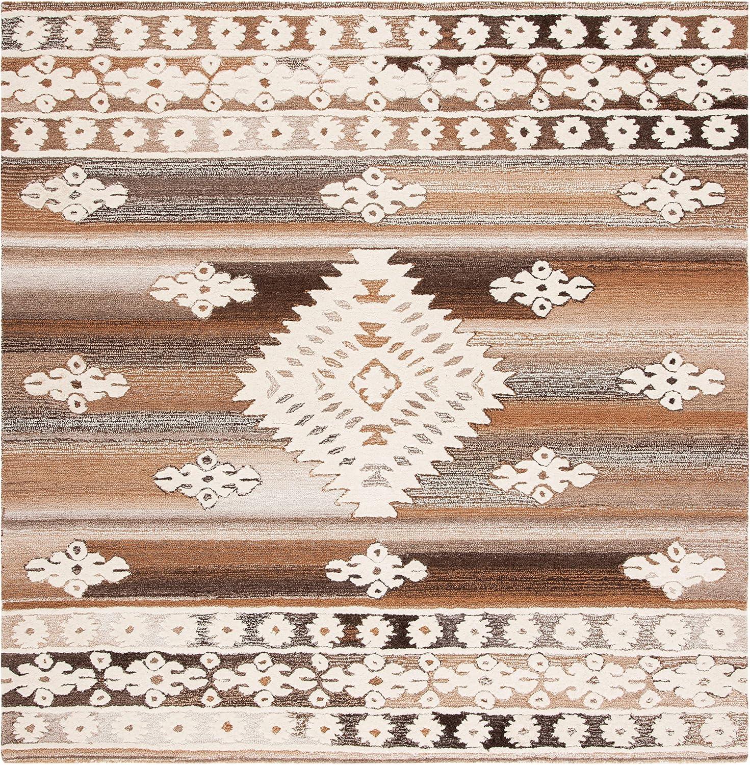 image:imageSAFAVIEH Area Rug 8x10 Aspen Collection Large Rust amp Ivory Handmade Wool Moroccan Boho Tribal Design Ideal for Living Room Bedroom Office Dining Space APN550PIvoryLight Brown