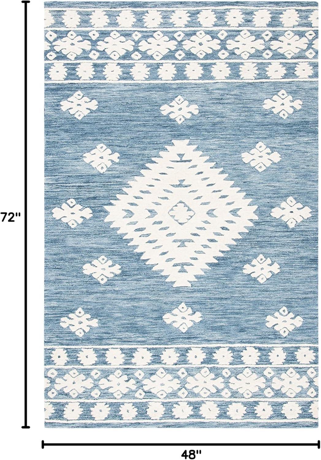 image:imageSAFAVIEH Area Rug 8x10 Aspen Collection Large Rust amp Ivory Handmade Wool Moroccan Boho Tribal Design Ideal for Living Room Bedroom Office Dining Space APN550PNavyIvory