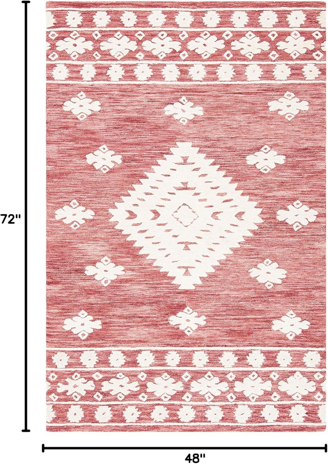 image:imageSAFAVIEH Area Rug 8x10 Aspen Collection Large Rust amp Ivory Handmade Wool Moroccan Boho Tribal Design Ideal for Living Room Bedroom Office Dining Space APN550PRustIvory