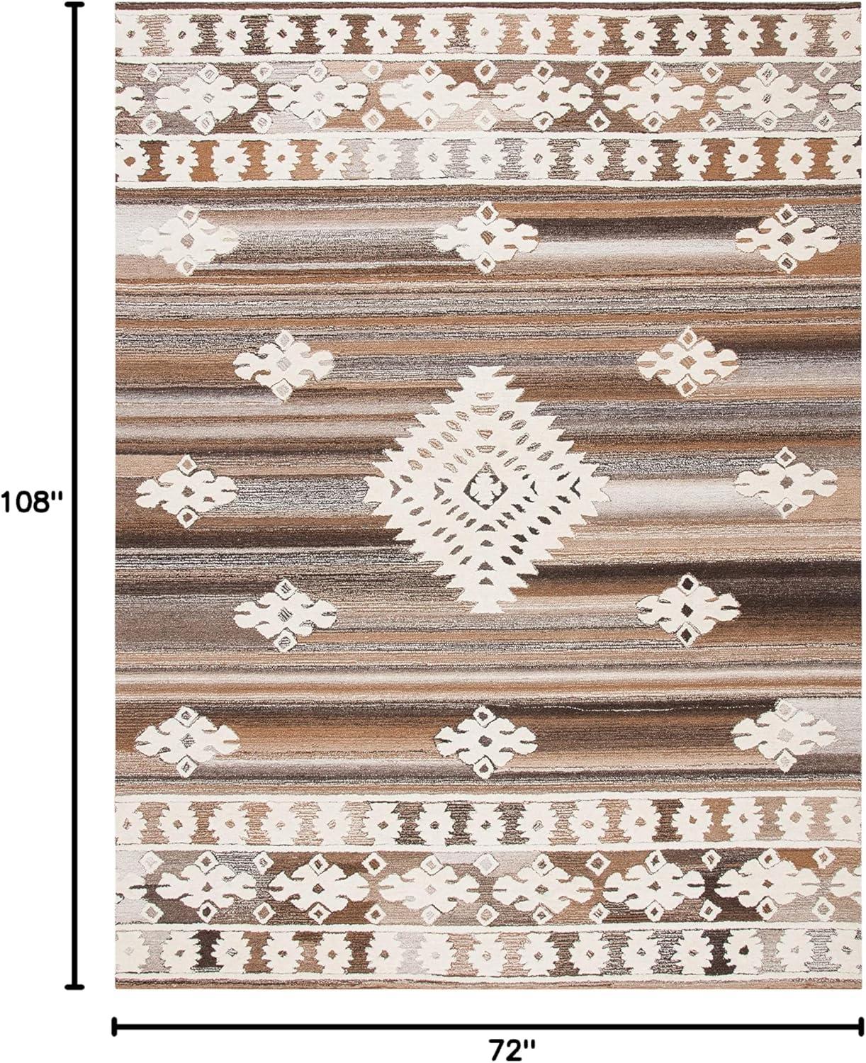 image:imageSAFAVIEH Area Rug 8x10 Aspen Collection Large Rust amp Ivory Handmade Wool Moroccan Boho Tribal Design Ideal for Living Room Bedroom Office Dining Space APN550PIvoryLight Brown
