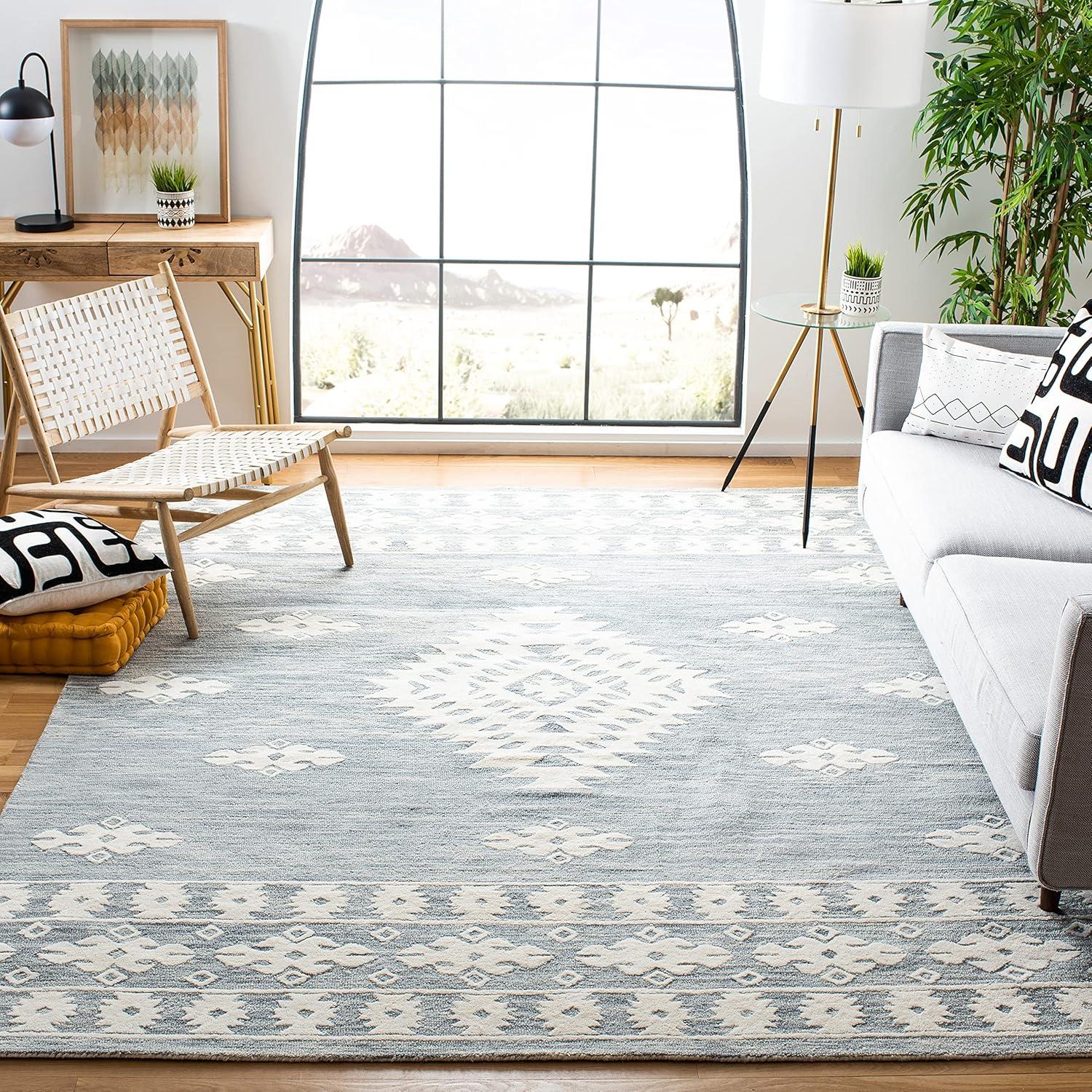 image:imageSAFAVIEH Area Rug 8x10 Aspen Collection Large Rust amp Ivory Handmade Wool Moroccan Boho Tribal Design Ideal for Living Room Bedroom Office Dining Space APN550PLight GreyIvory