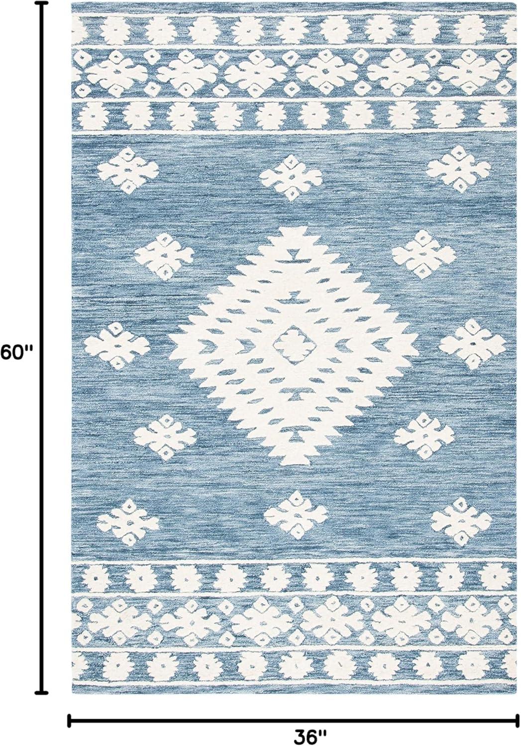 image:imageSAFAVIEH Area Rug 8x10 Aspen Collection Large Rust amp Ivory Handmade Wool Moroccan Boho Tribal Design Ideal for Living Room Bedroom Office Dining Space APN550PNavyIvory
