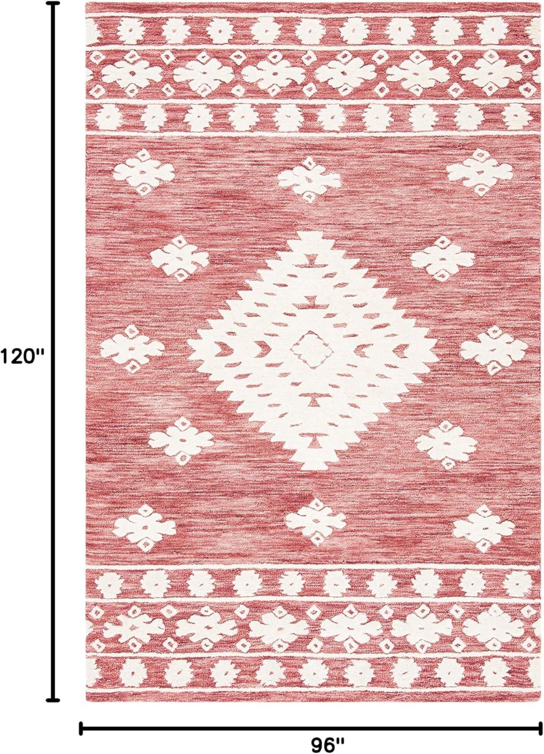 image:imageSAFAVIEH Area Rug 8x10 Aspen Collection Large Rust amp Ivory Handmade Wool Moroccan Boho Tribal Design Ideal for Living Room Bedroom Office Dining Space APN550PRustIvory