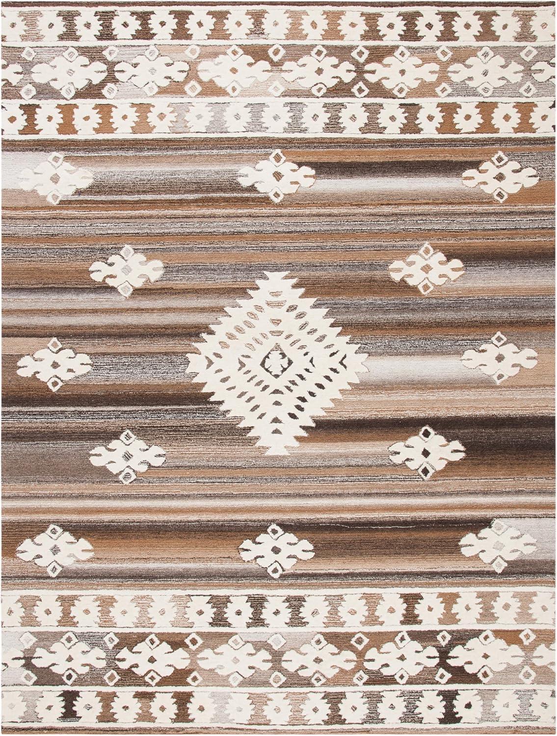image:imageSAFAVIEH Area Rug 8x10 Aspen Collection Large Rust amp Ivory Handmade Wool Moroccan Boho Tribal Design Ideal for Living Room Bedroom Office Dining Space APN550PIvoryLight Brown