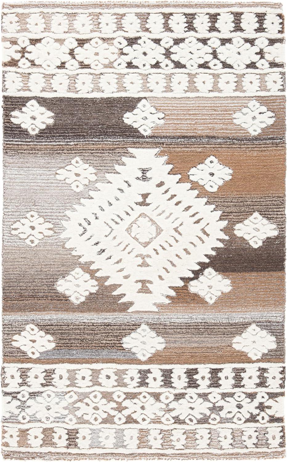 image:imageSAFAVIEH Area Rug 8x10 Aspen Collection Large Rust amp Ivory Handmade Wool Moroccan Boho Tribal Design Ideal for Living Room Bedroom Office Dining Space APN550PIvoryLight Brown