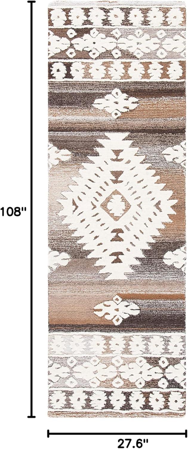 image:imageSAFAVIEH Area Rug 8x10 Aspen Collection Large Rust amp Ivory Handmade Wool Moroccan Boho Tribal Design Ideal for Living Room Bedroom Office Dining Space APN550PIvoryLight Brown