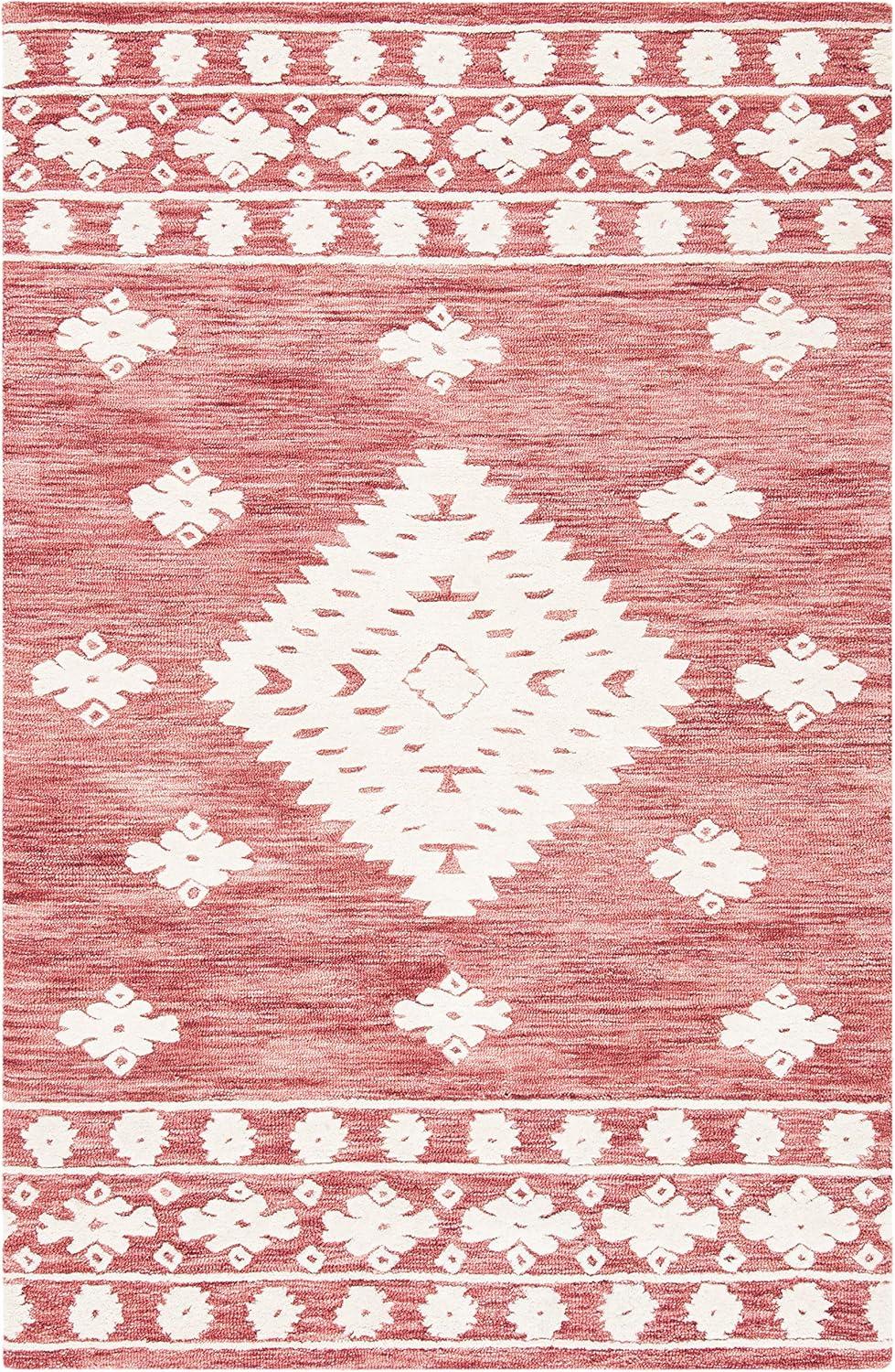 image:imageSAFAVIEH Area Rug 8x10 Aspen Collection Large Rust amp Ivory Handmade Wool Moroccan Boho Tribal Design Ideal for Living Room Bedroom Office Dining Space APN550PRustIvory