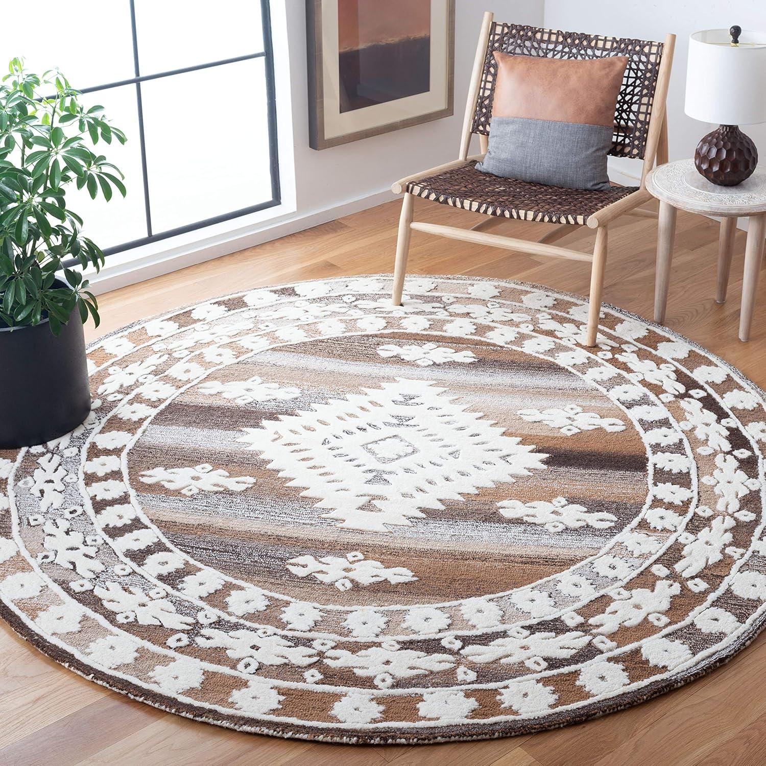 image:imageSAFAVIEH Area Rug 8x10 Aspen Collection Large Rust amp Ivory Handmade Wool Moroccan Boho Tribal Design Ideal for Living Room Bedroom Office Dining Space APN550PIvoryLight Brown