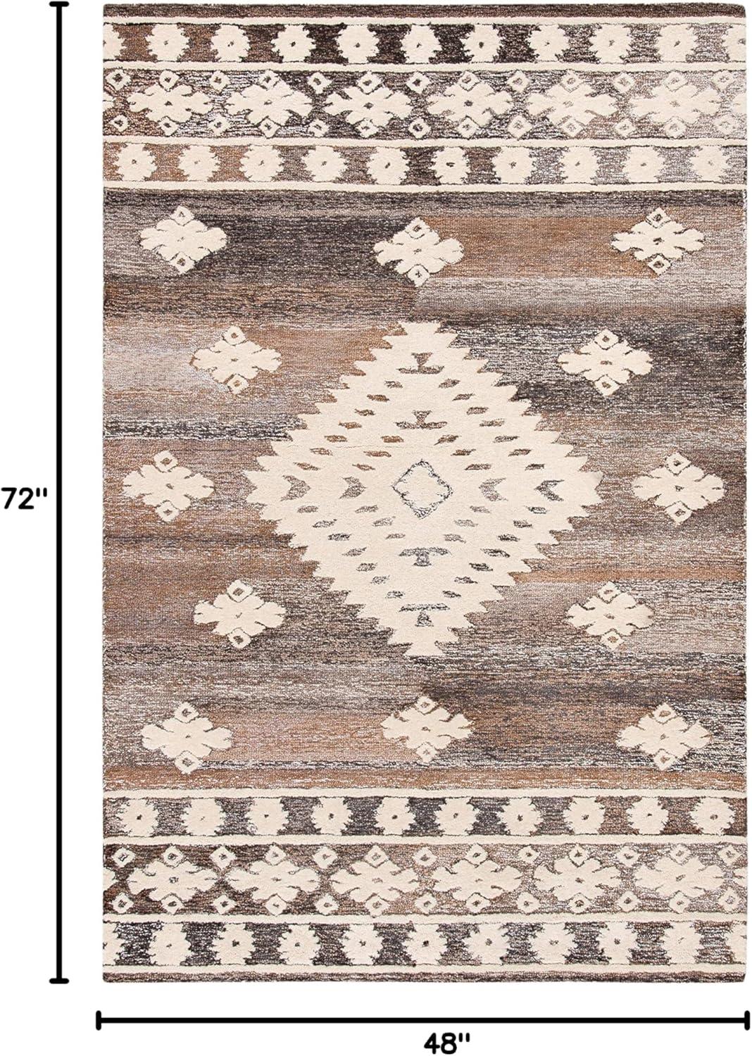 image:imageSAFAVIEH Area Rug 8x10 Aspen Collection Large Rust amp Ivory Handmade Wool Moroccan Boho Tribal Design Ideal for Living Room Bedroom Office Dining Space APN550PIvoryLight Brown