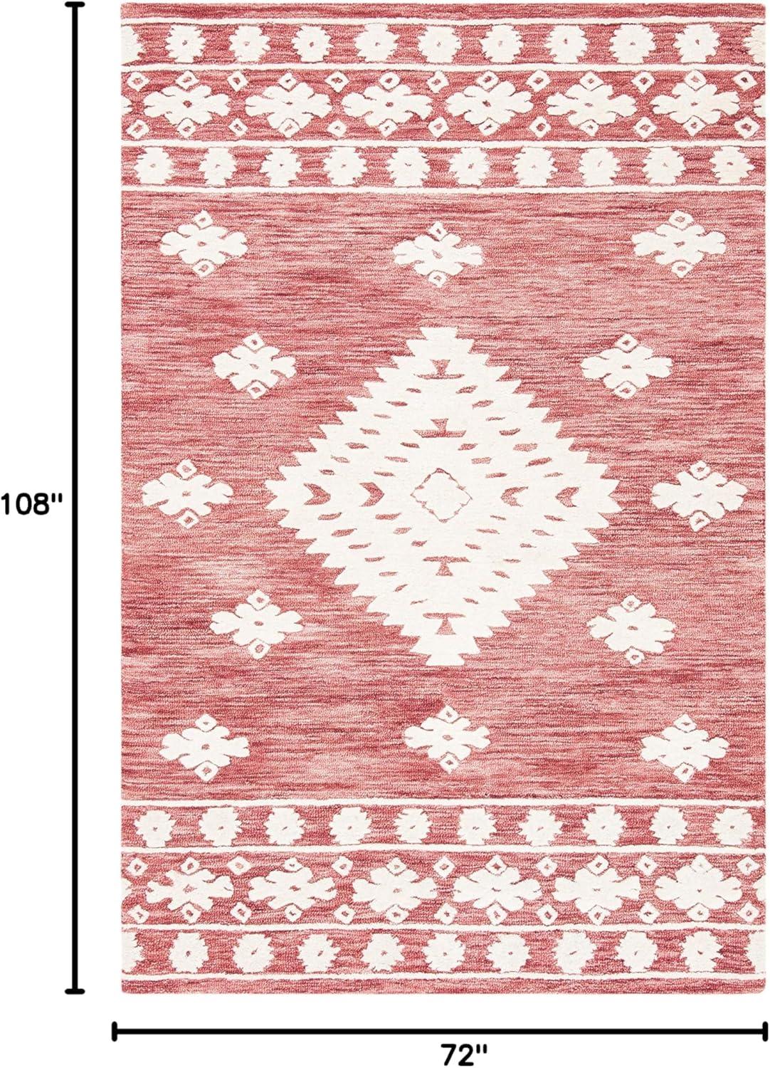 image:imageSAFAVIEH Area Rug 8x10 Aspen Collection Large Rust amp Ivory Handmade Wool Moroccan Boho Tribal Design Ideal for Living Room Bedroom Office Dining Space APN550PRustIvory