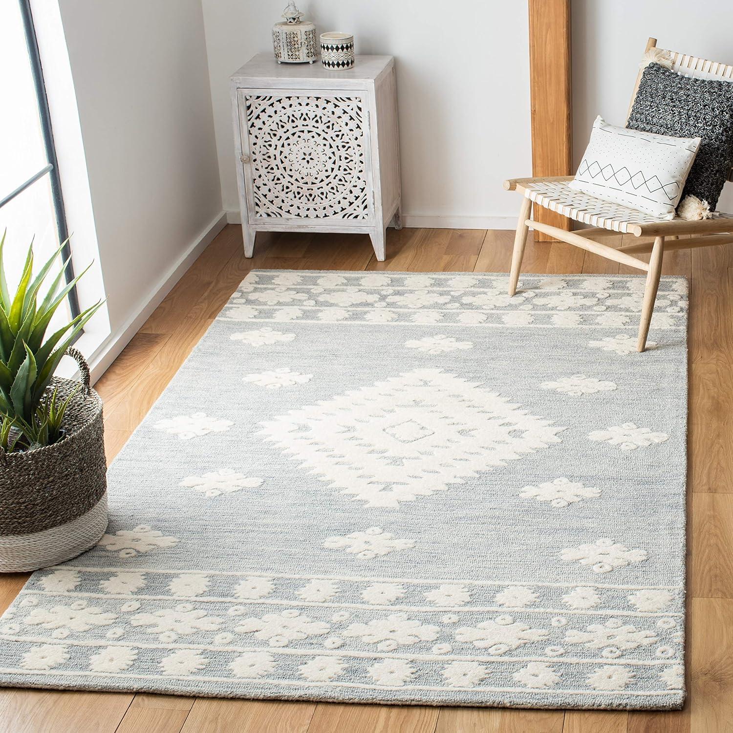 image:imageSAFAVIEH Area Rug 8x10 Aspen Collection Large Rust amp Ivory Handmade Wool Moroccan Boho Tribal Design Ideal for Living Room Bedroom Office Dining Space APN550PLight GreyIvory