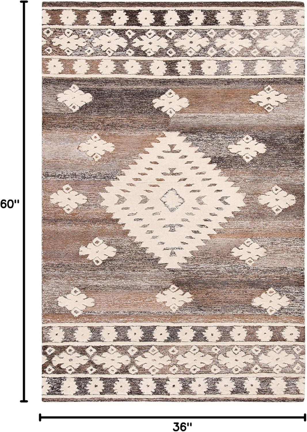 image:imageSAFAVIEH Area Rug 8x10 Aspen Collection Large Rust amp Ivory Handmade Wool Moroccan Boho Tribal Design Ideal for Living Room Bedroom Office Dining Space APN550PIvoryLight Brown