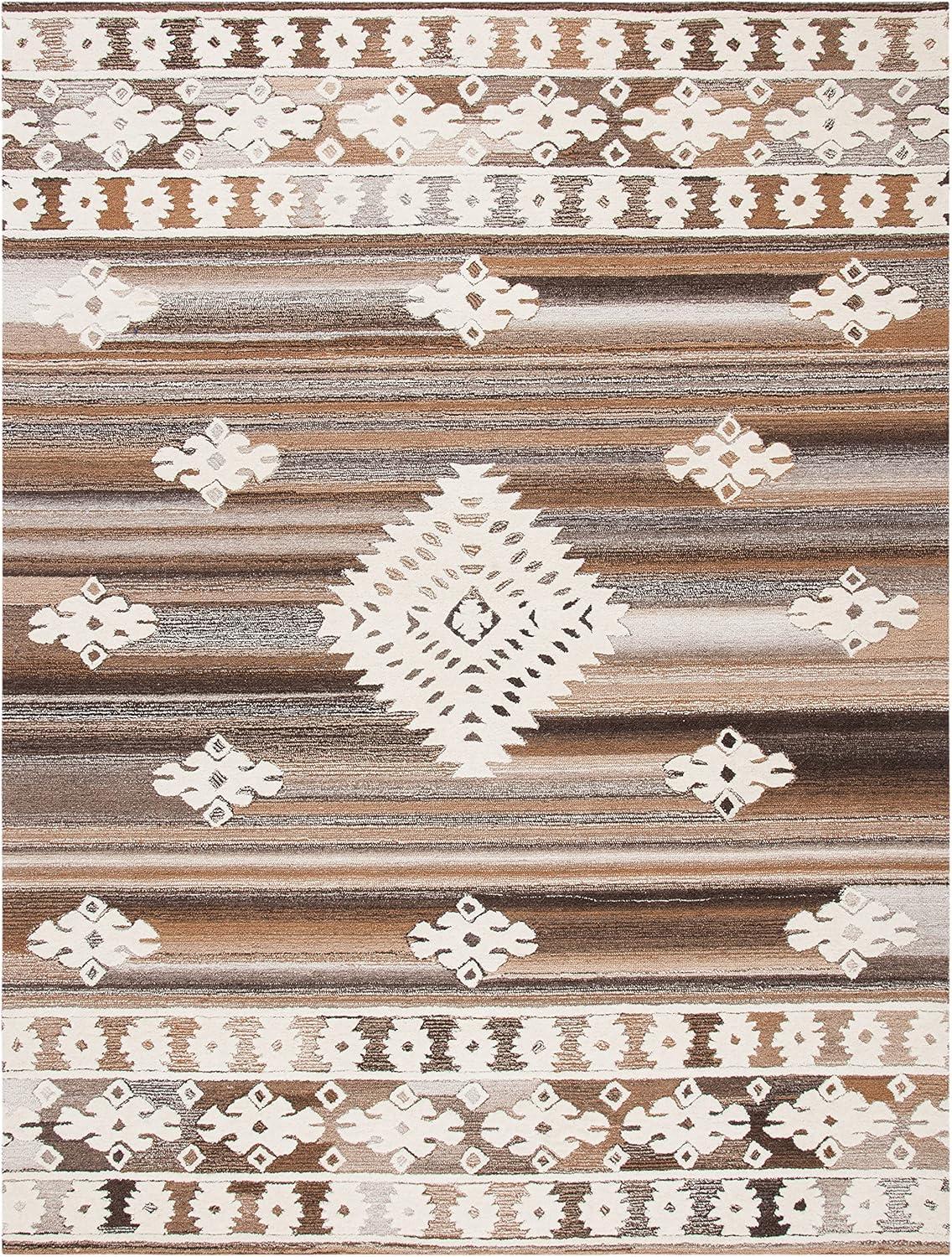 image:imageSAFAVIEH Area Rug 8x10 Aspen Collection Large Rust amp Ivory Handmade Wool Moroccan Boho Tribal Design Ideal for Living Room Bedroom Office Dining Space APN550PIvoryLight Brown