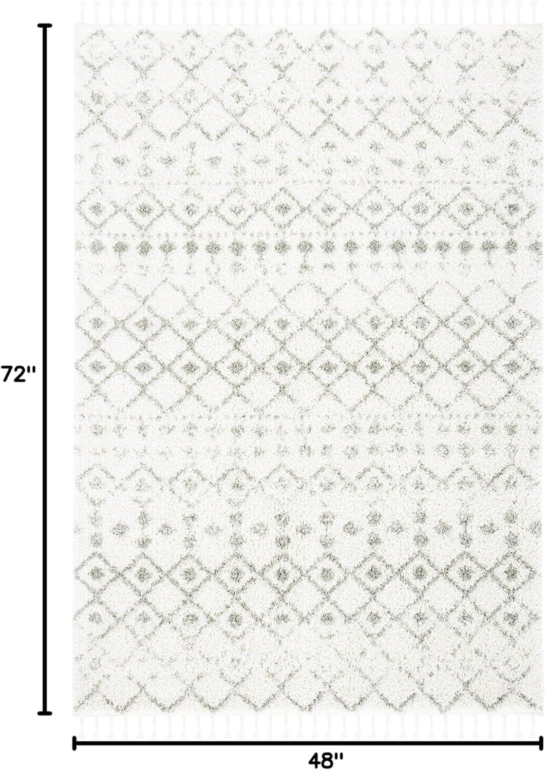 image:imageSAFAVIEH Area Rug 8x10 Berber Fringe Shag Collection Large Cream amp Dark Grey Moroccan Design NonShedding amp Easy Cleaning Thick Pile Ideal for Living Room Bedroom Dining Space BFG516AIvorySage