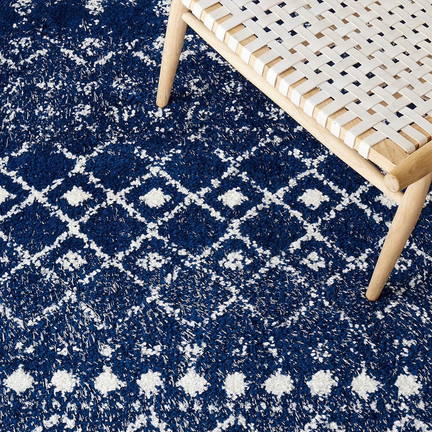 image:imageSAFAVIEH Area Rug 8x10 Berber Fringe Shag Collection Large Cream amp Dark Grey Moroccan Design NonShedding amp Easy Cleaning Thick Pile Ideal for Living Room Bedroom Dining Space BFG516ANavyIvory