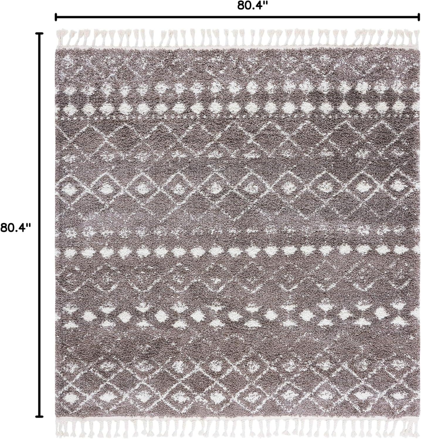 image:imageSAFAVIEH Area Rug 8x10 Berber Fringe Shag Collection Large Cream amp Dark Grey Moroccan Design NonShedding amp Easy Cleaning Thick Pile Ideal for Living Room Bedroom Dining Space BFG516ABrownIvory
