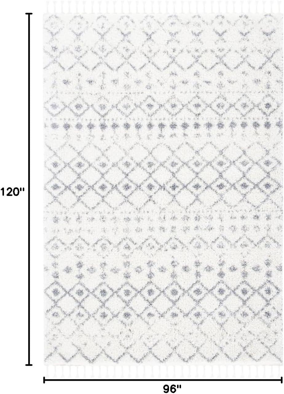 image:imageSAFAVIEH Area Rug 8x10 Berber Fringe Shag Collection Large Cream amp Dark Grey Moroccan Design NonShedding amp Easy Cleaning Thick Pile Ideal for Living Room Bedroom Dining Space BFG516AIvoryGrey