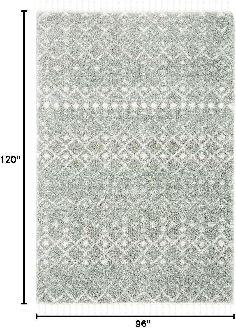 image:imageSAFAVIEH Area Rug 8x10 Berber Fringe Shag Collection Large Cream amp Dark Grey Moroccan Design NonShedding amp Easy Cleaning Thick Pile Ideal for Living Room Bedroom Dining Space BFG516ASageIvory