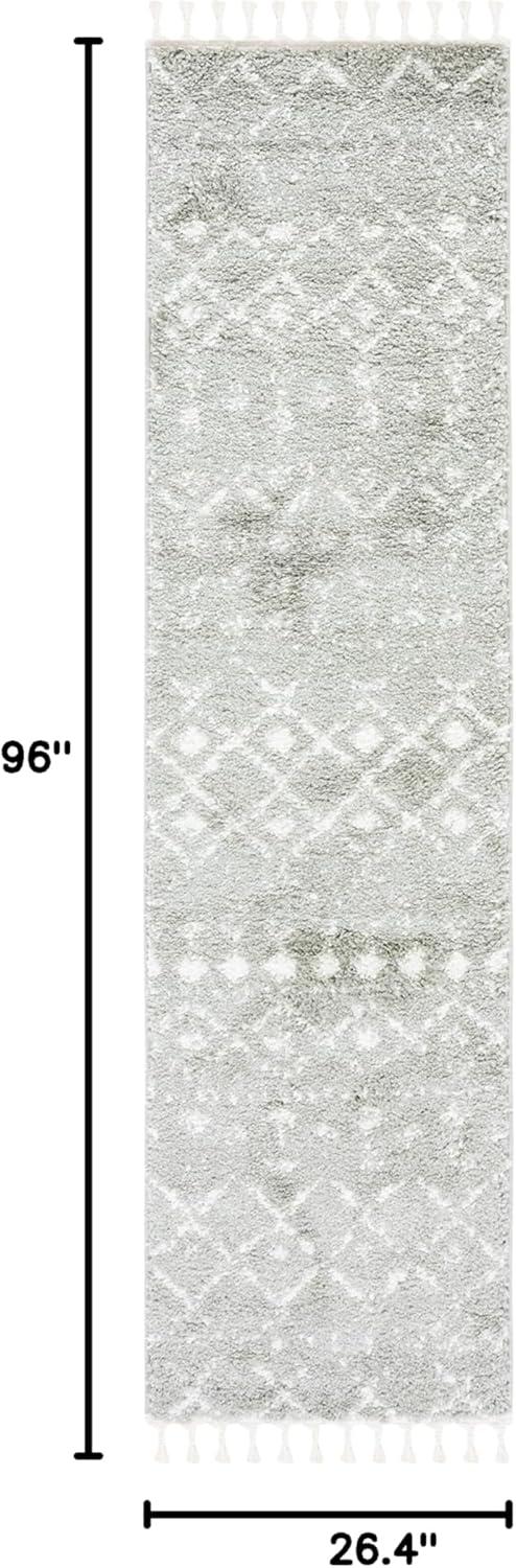 image:imageSAFAVIEH Area Rug 8x10 Berber Fringe Shag Collection Large Cream amp Dark Grey Moroccan Design NonShedding amp Easy Cleaning Thick Pile Ideal for Living Room Bedroom Dining Space BFG516ASageIvory